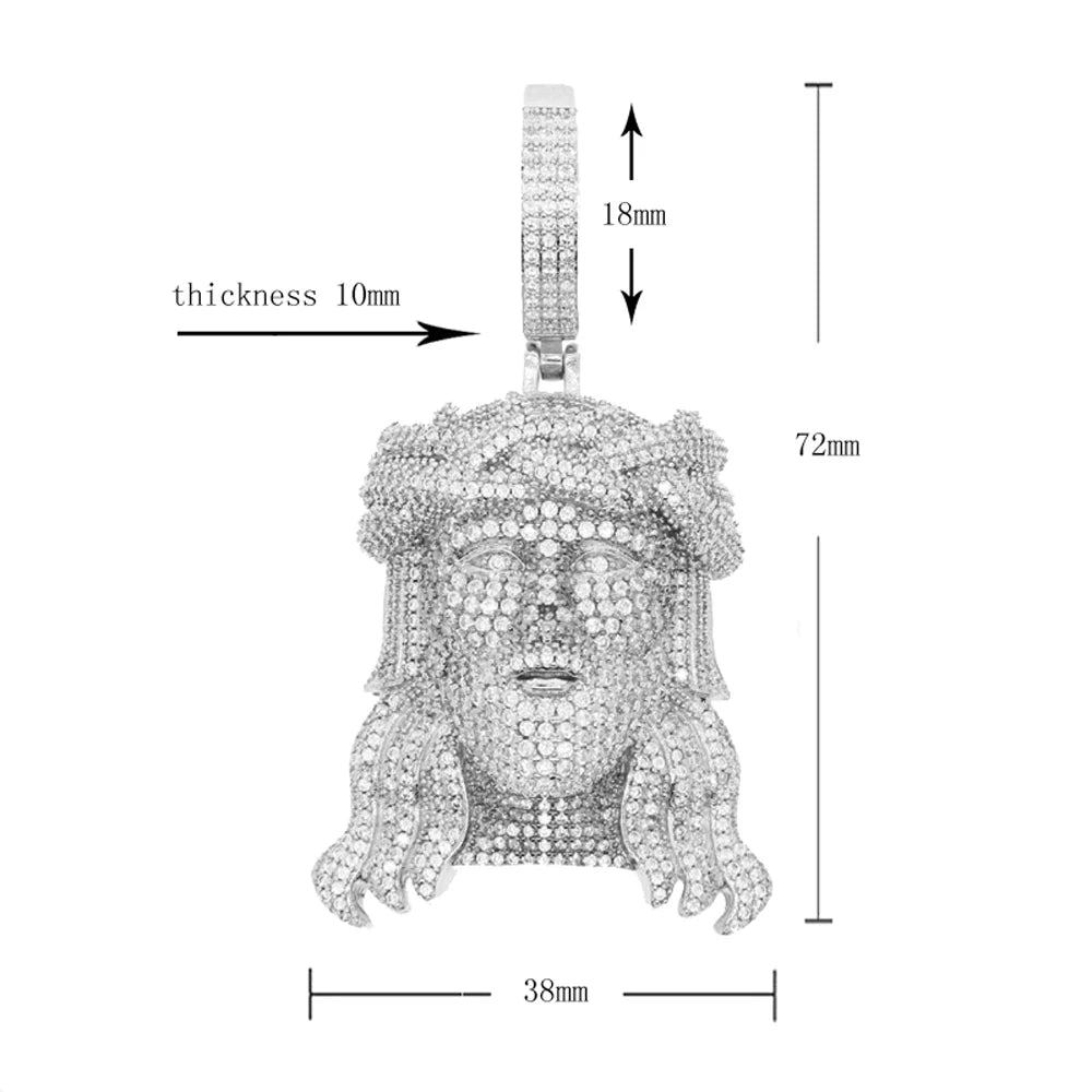 New Iced Out Bling CZ Religious Jesus Head Pendant Necklace Gold Color 5A Zircon Faith Charm Men's Hip Hop Jewelry by Creative Vault Marketplace