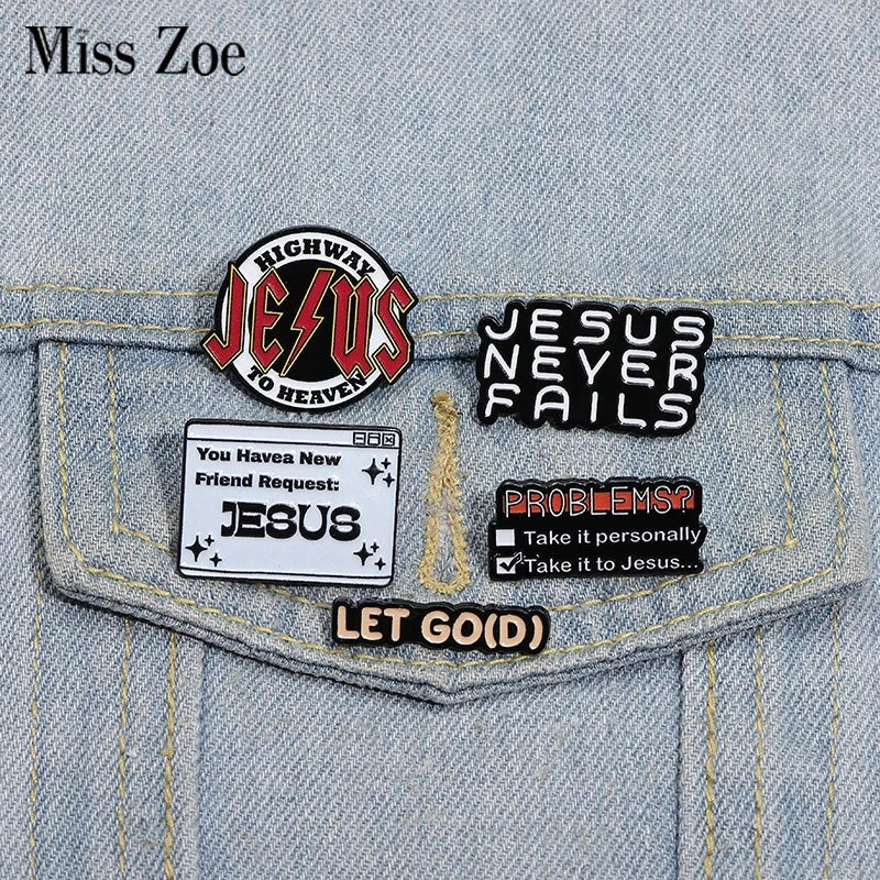 Faith in Jesus Enamel Pins: JESUS NEVER FAILS Brooch for Inspirational Style by Creative Vault Marketplace