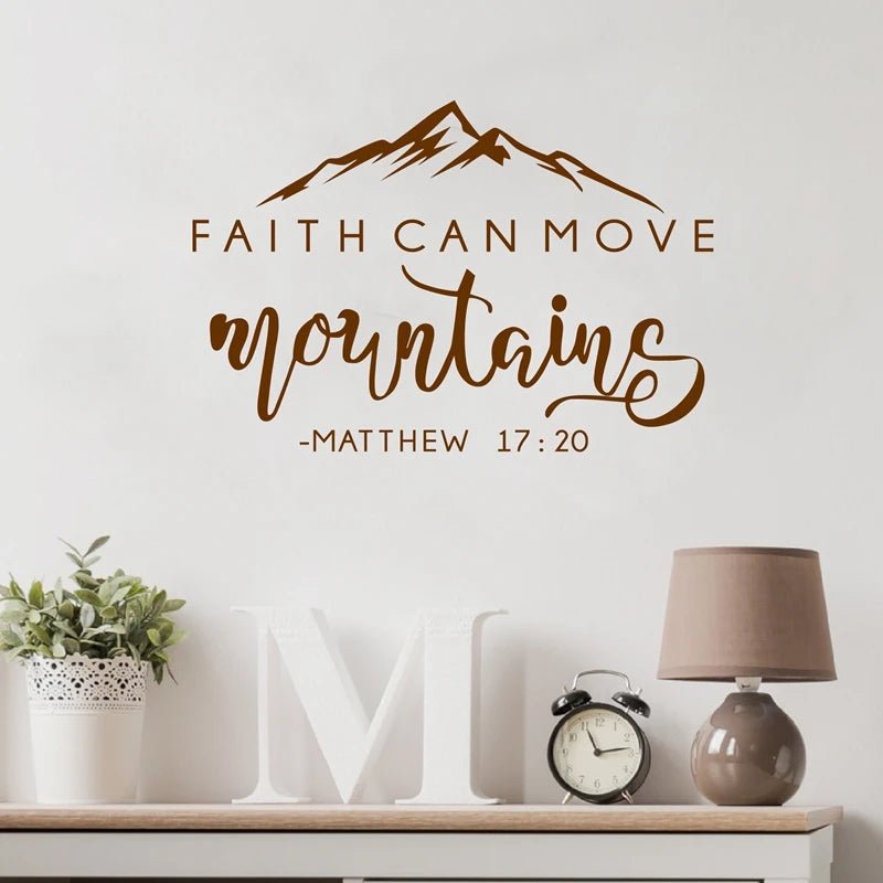 Faith Can Move Mountains Bible Verse Quote Decals Matthew 17:20 Vinyl Wall Sticker Christian Wall Decor for Home Car Laptop by Creative Vault Marketplace