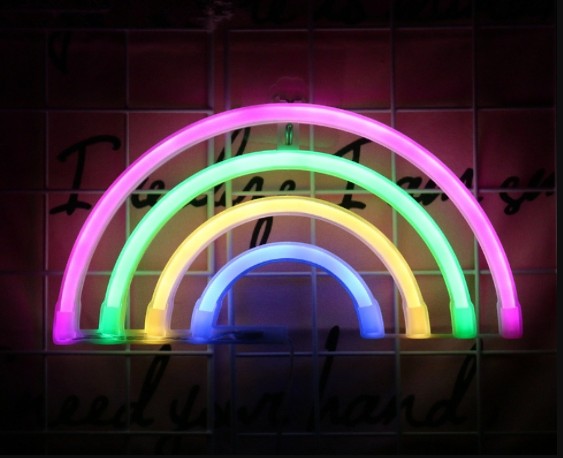 Creative Vault Marketplace rainbow LED neon night light with vibrant multi-colored glowing arches for room decor