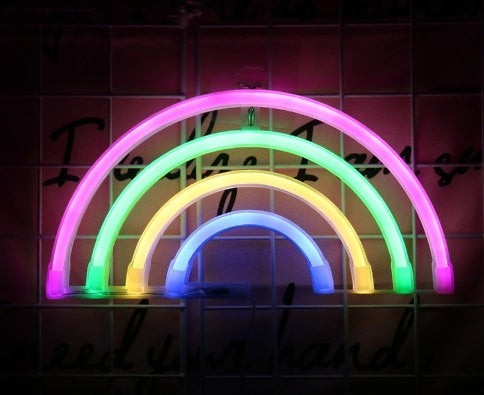 Creative Vault Marketplace rainbow LED neon night light with vibrant multi-colored glowing arches for room decor