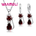 Real 925 Sterling Silver Color Jewelry Sets for Woman Girls Shining Austrian Crystal Cute Cat Pendant Necklace Huggie Earring by Creative Vault Marketplace