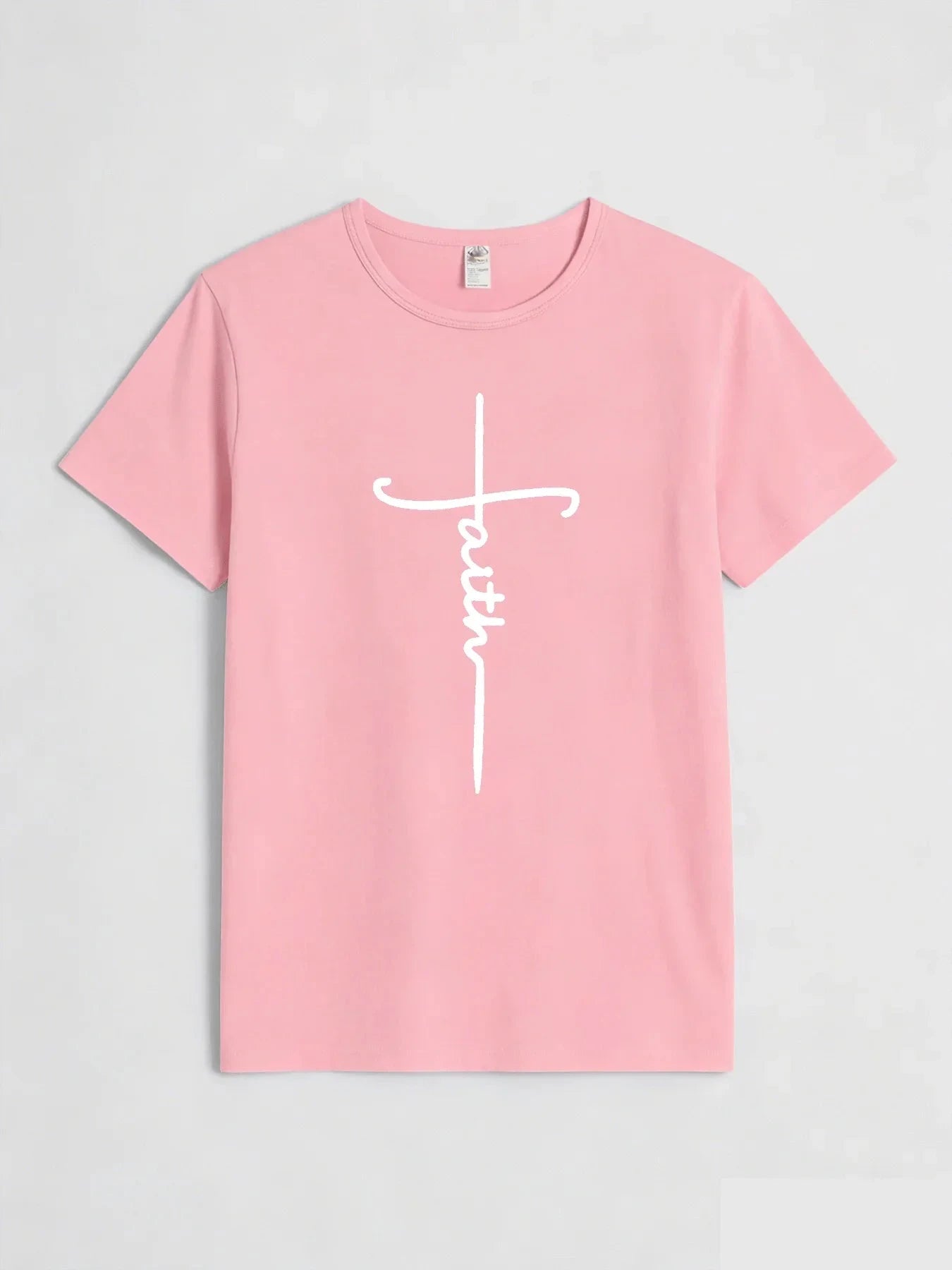 Faith Cross T Shirt Women Christian Faith Graphic Tee Casual Round Neck Short Sleeve Tops by Creative Vault Marketplace