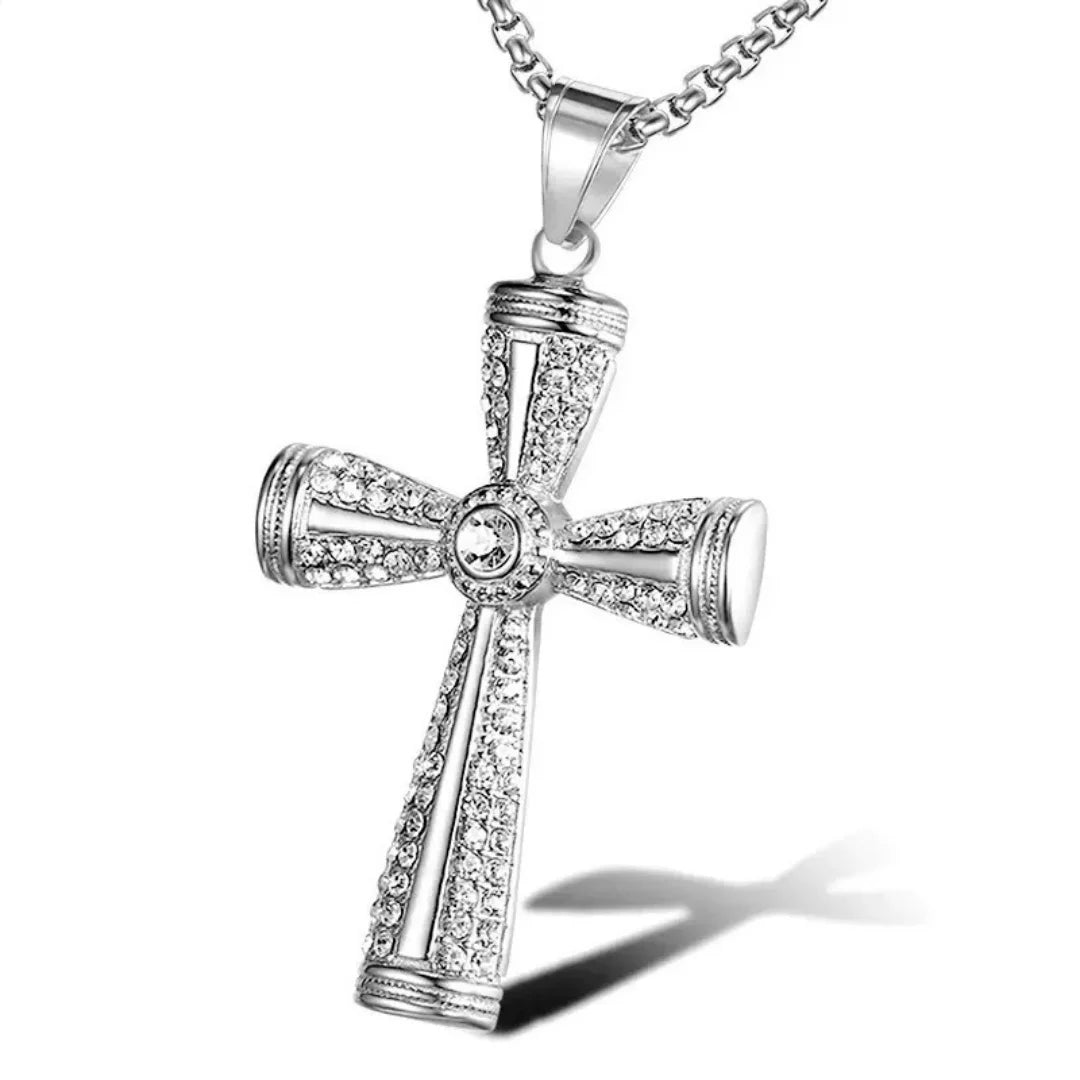 Religious Iced Out Bling Jesus Cross Pendant Stainless Steel Cubic Zirconia Christian Faith Necklace for Women Men Jewelry Gift by Creative Vault Marketplace