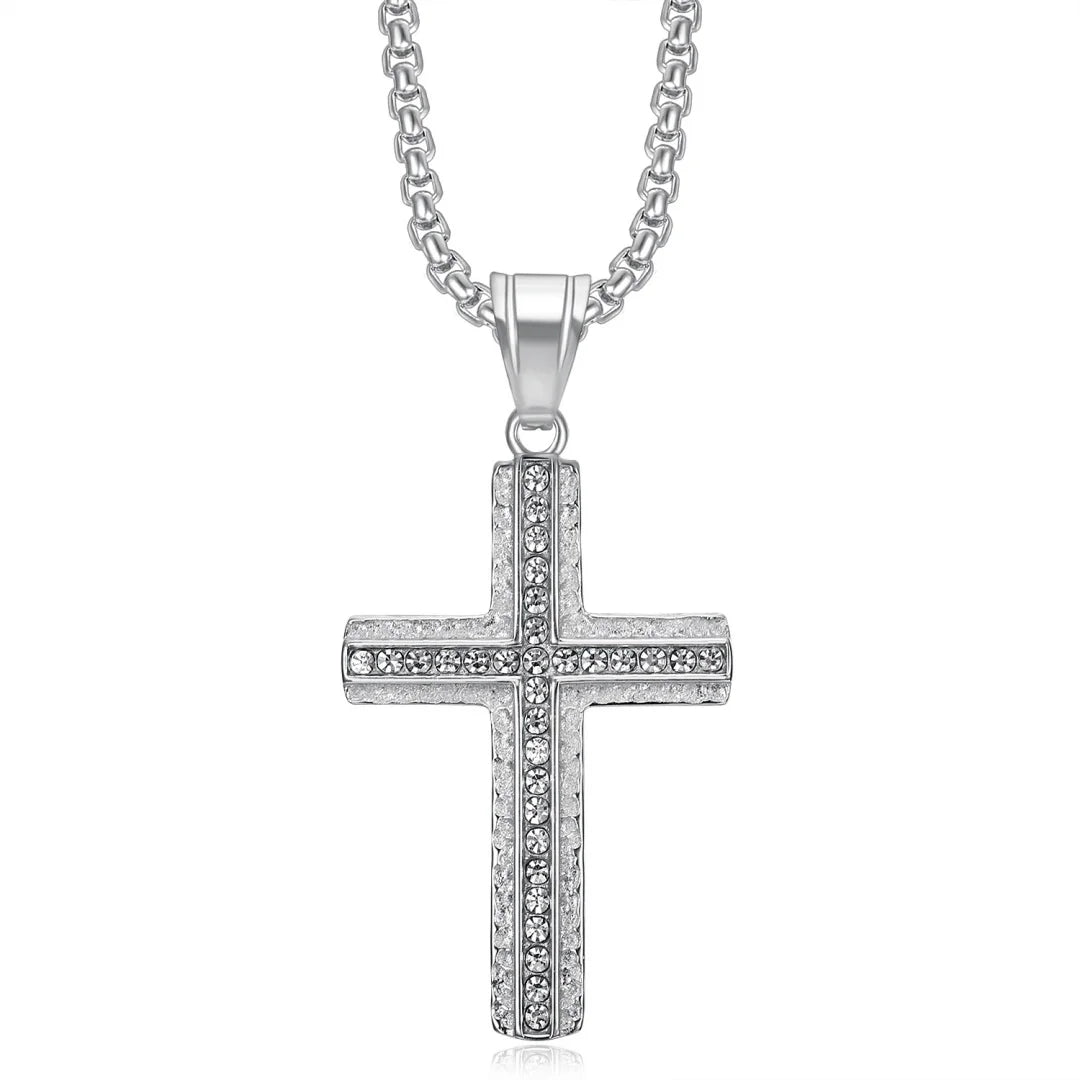 Religious Iced Out Bling Jesus Cross Pendant Stainless Steel Cubic Zirconia Christian Faith Necklace for Women Men Jewelry Gift by Creative Vault Marketplace