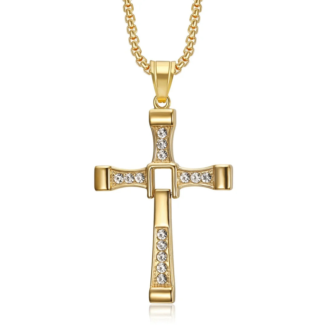 Religious Iced Out Bling Jesus Cross Pendant Stainless Steel Cubic Zirconia Christian Faith Necklace for Women Men Jewelry Gift by Creative Vault Marketplace