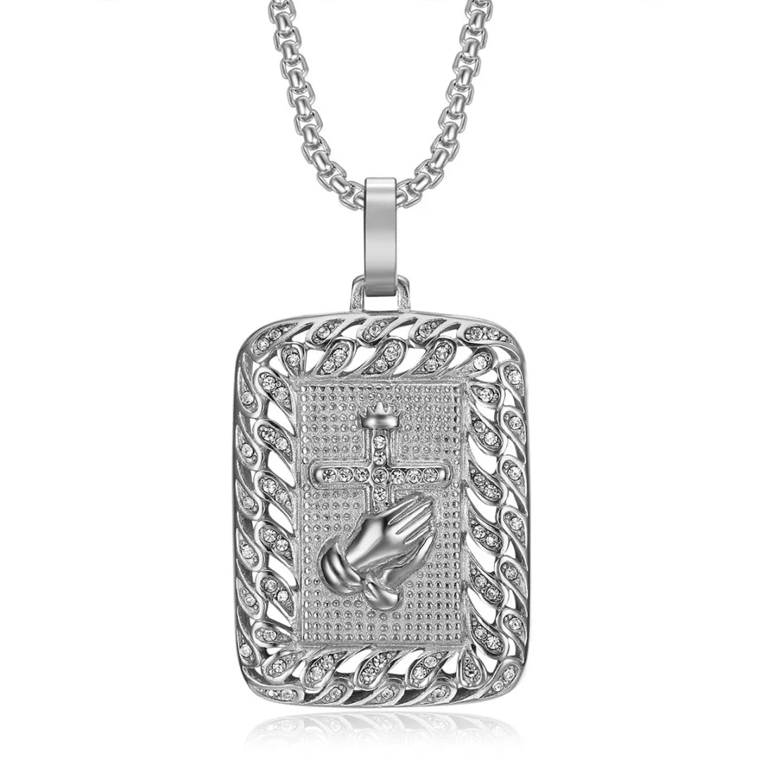 Religious Iced Out Bling Jesus Cross Pendant Stainless Steel Cubic Zirconia Christian Faith Necklace for Women Men Jewelry Gift by Creative Vault Marketplace
