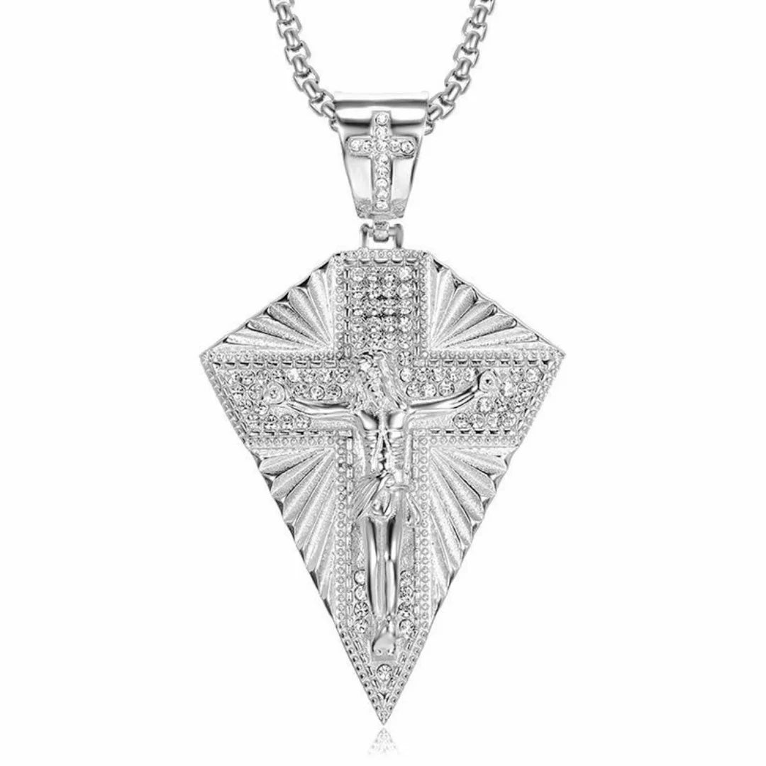 Religious Iced Out Bling Jesus Cross Pendant Stainless Steel Cubic Zirconia Christian Faith Necklace for Women Men Jewelry Gift by Creative Vault Marketplace