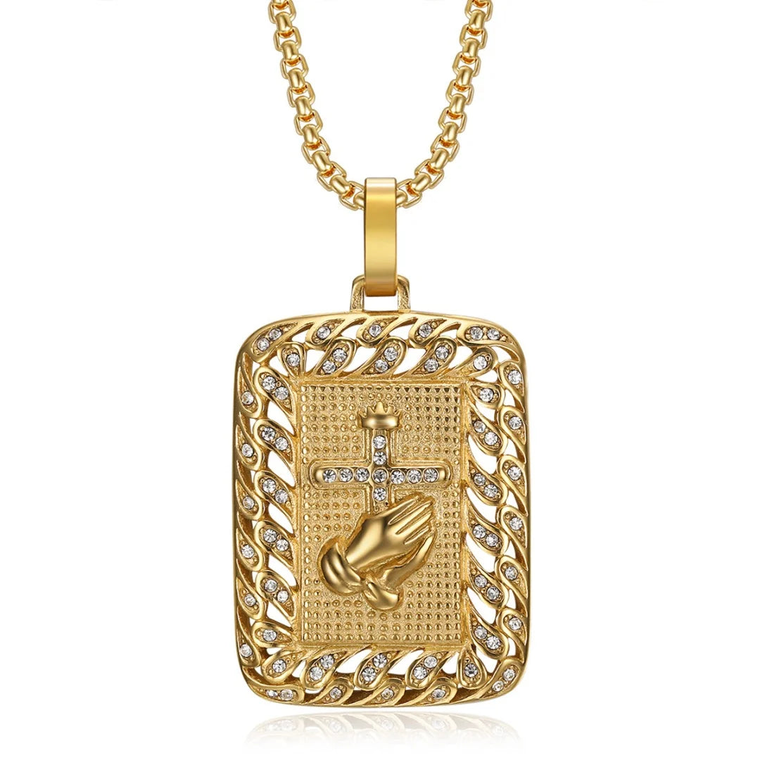 Religious Iced Out Bling Jesus Cross Pendant Stainless Steel Cubic Zirconia Christian Faith Necklace for Women Men Jewelry Gift by Creative Vault Marketplace