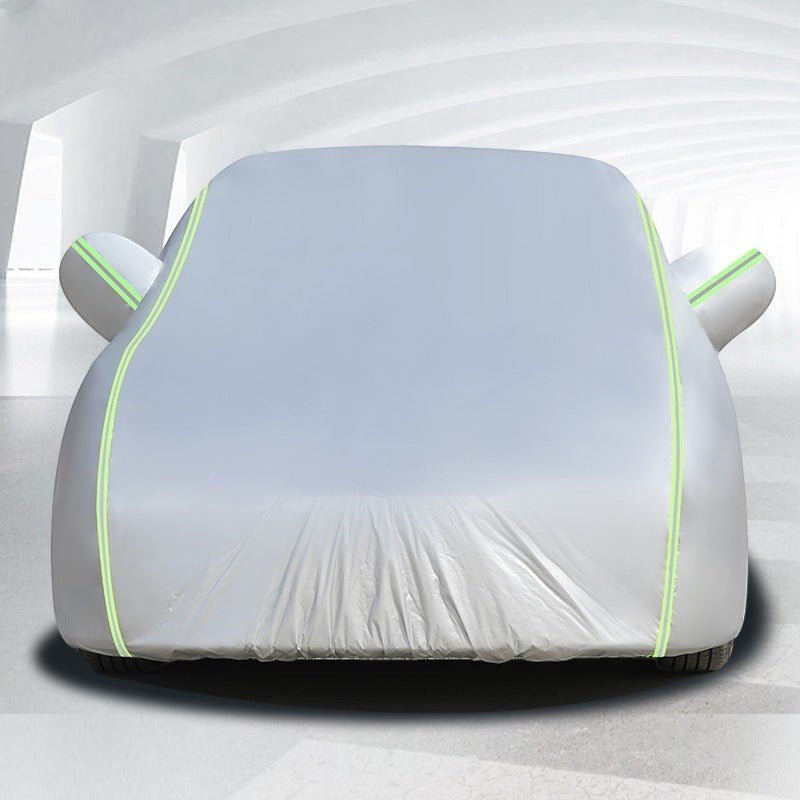 Creative Vault Marketplace silver Oxford cloth car cover with reflective safety strips for all-weather protection