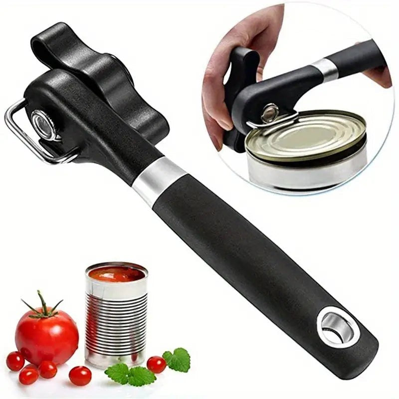 Creative Vault Marketplace stainless steel can opener with black ABS head and ergonomic PP handle for easy use