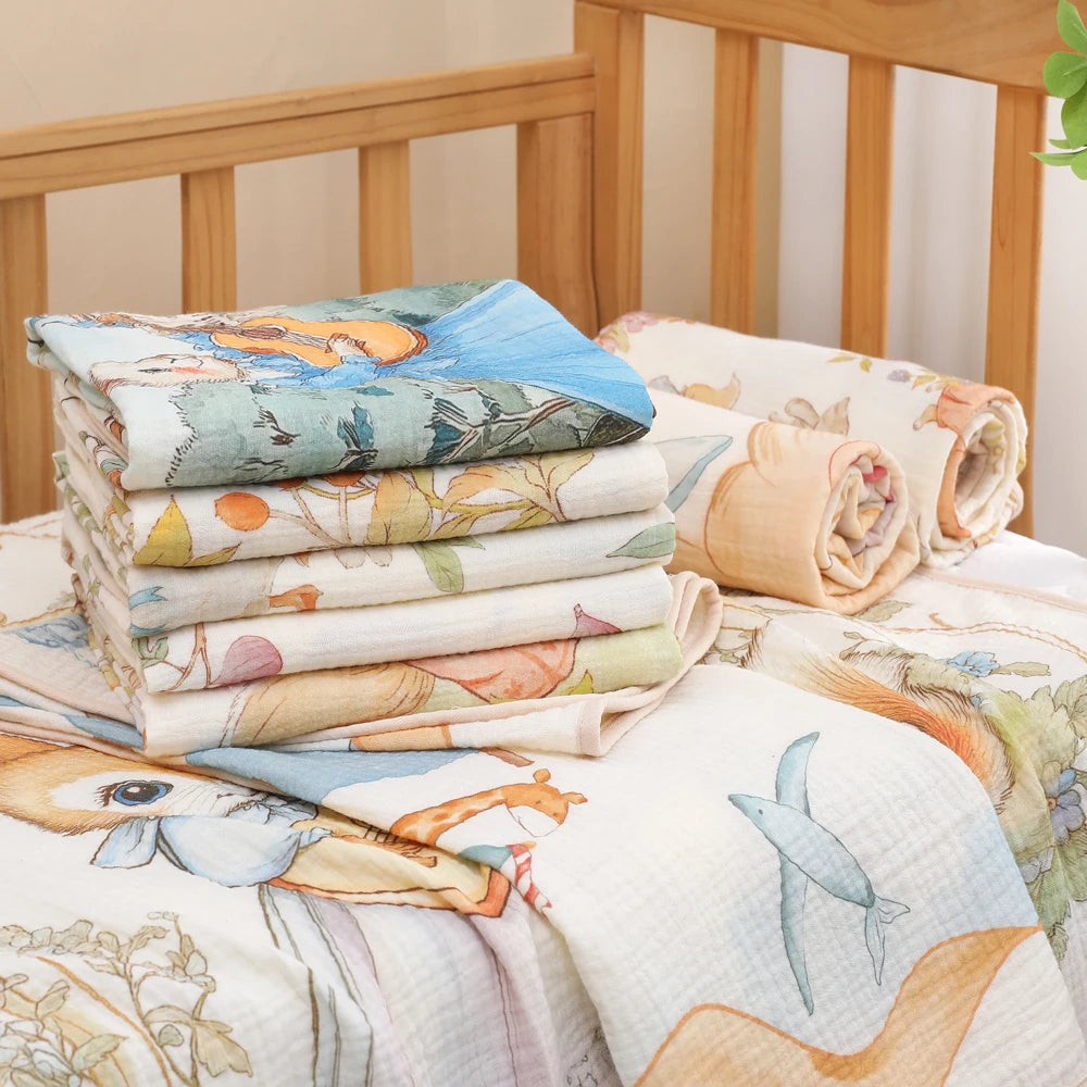 Newborn baby bath towel pure cotton gauze bath towel Class A soft children's blanket absorbent newborn baby blanket by Creative Vault Marketplace