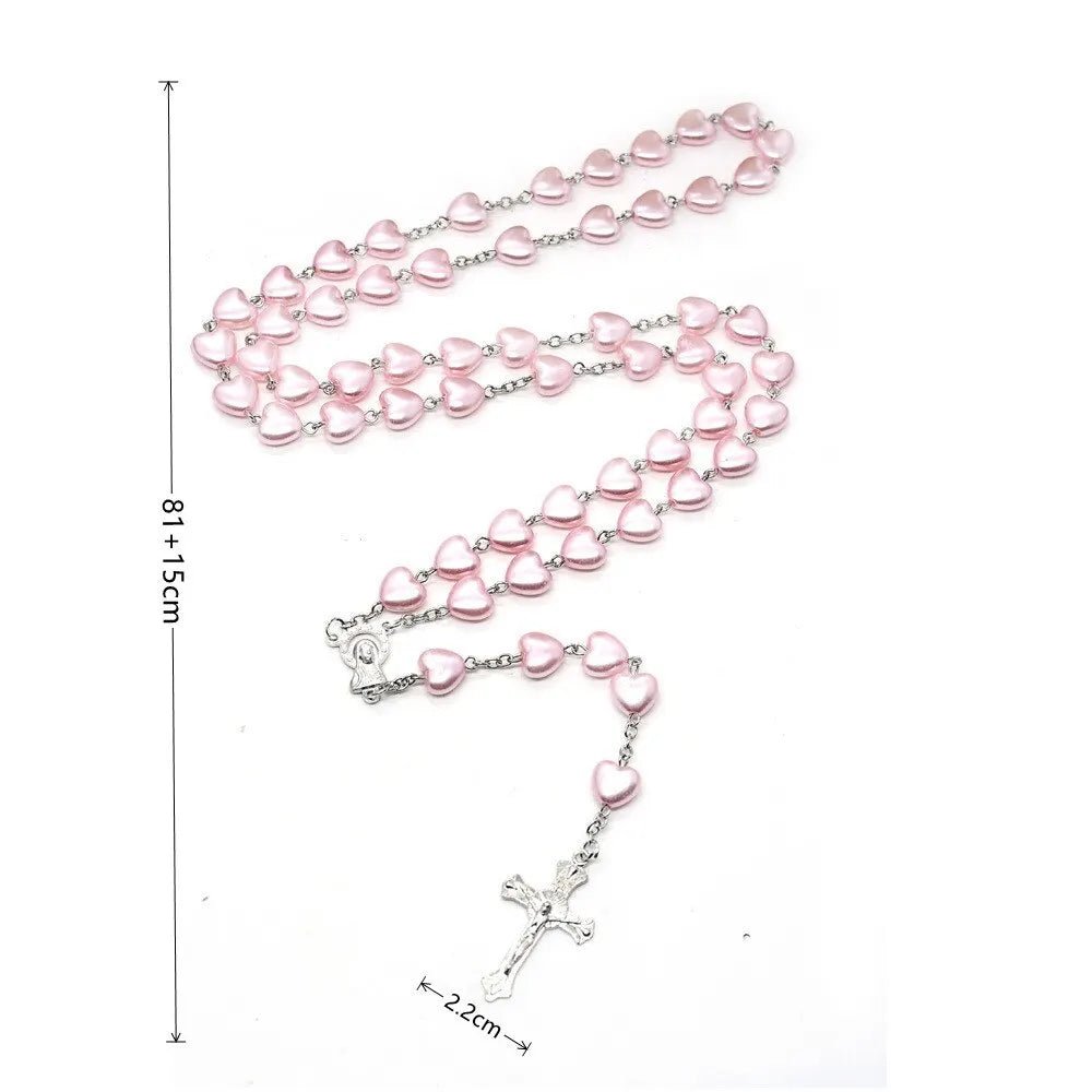 Faith Cross Pearl Bead Necklace by Creative Vault Marketplace