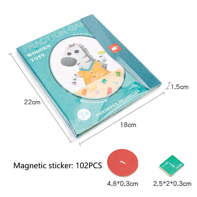 Children Magnetic Fraction Learning Math Toys Wooden Fraction Book Set Parish Teaching Aids Arithmetic Learning Educational Toys by Creative Vault Marketplace