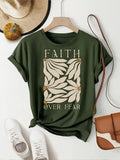 Faith Over Fear Women's Tee - Minimalist Leaf Graphic, Inspirational Casual Top by Creative Vault Marketplace
