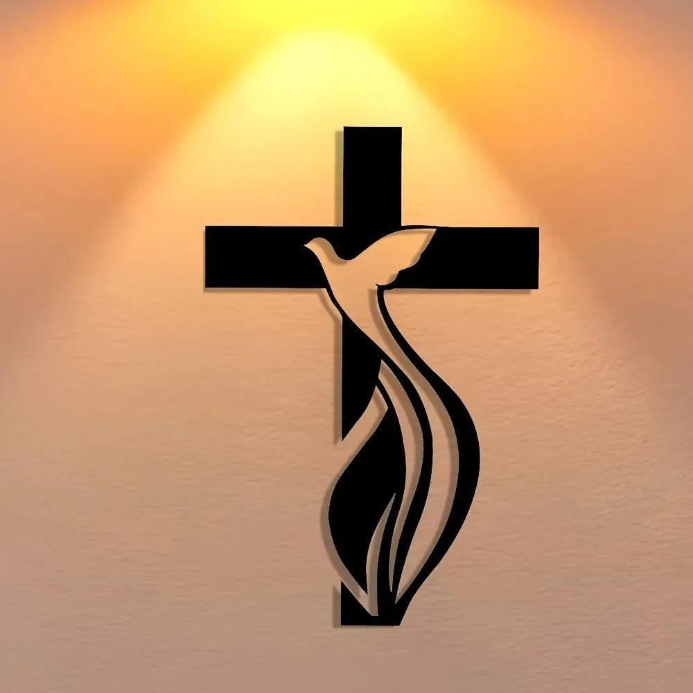 Religious Cross Wall Art Iron Metal Sculpture Church Home Decor Elegant by Creative Vault Marketplace