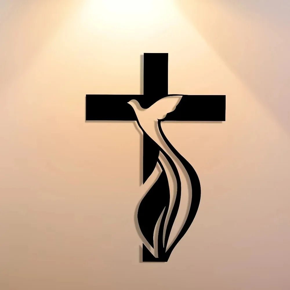 Religious Cross Wall Art Iron Metal Sculpture Church Home Decor Elegant by Creative Vault Marketplace
