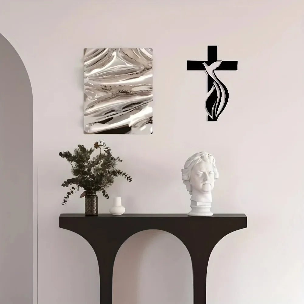 Religious Cross Wall Art Iron Metal Sculpture Church Home Decor Elegant by Creative Vault Marketplace