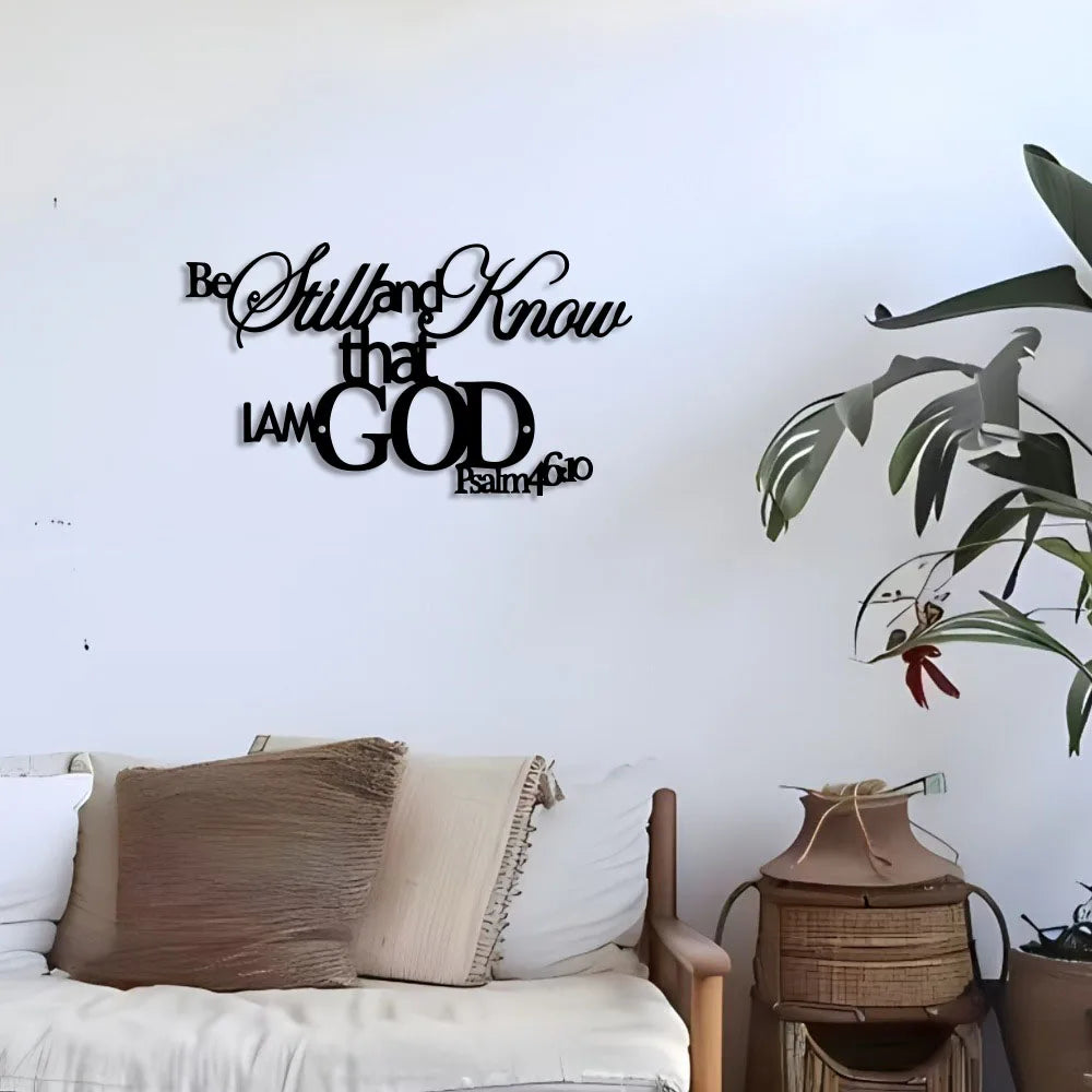 Elegant Minimalist Christian Wall Art -"Be Still and Know That I Am God" Bible Verse Metal Sign, Rustic Farmhouse Decor for Home by Creative Vault Marketplace