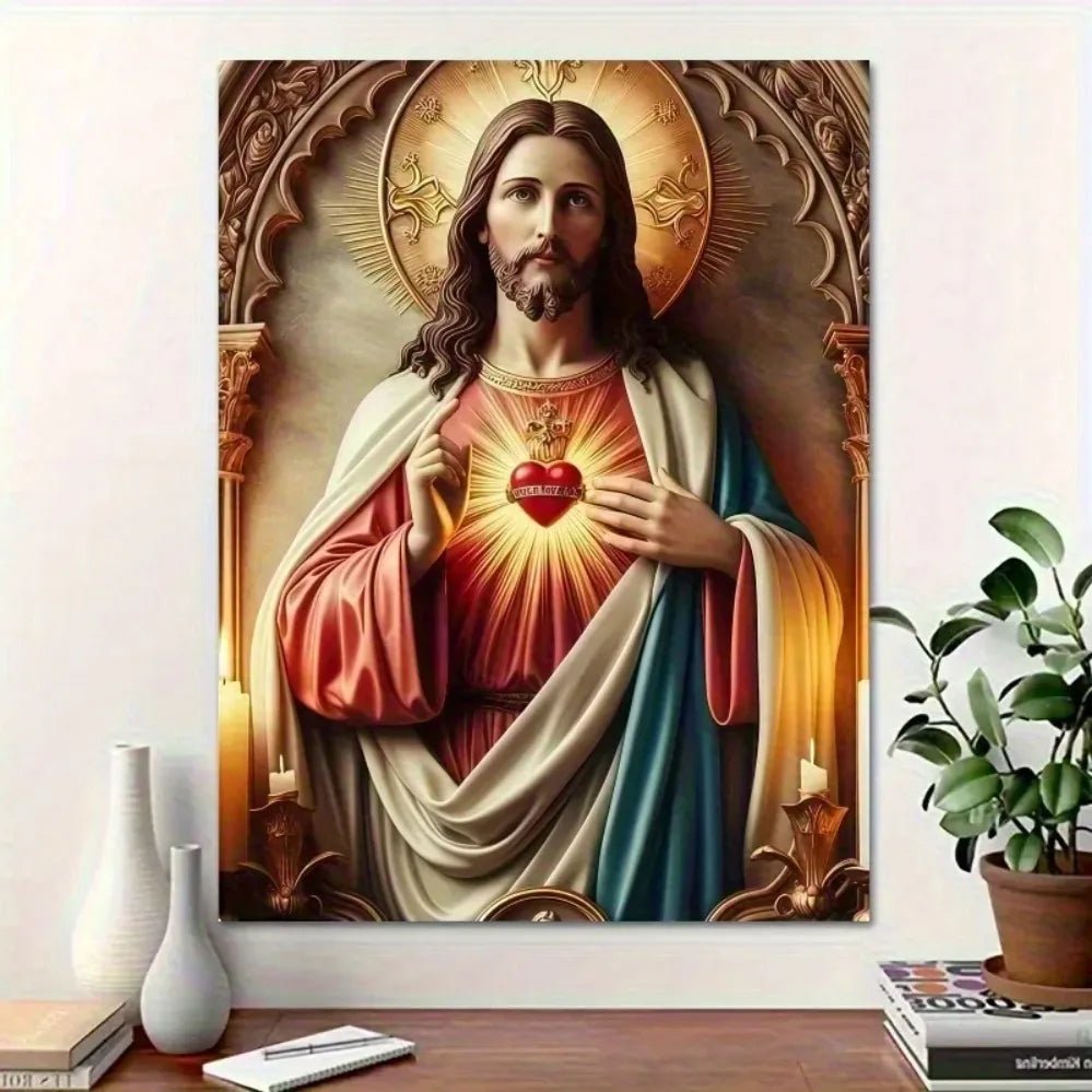 Christian Sacred Heart Wall Art - Ready-to-Hang Home Decor for Christmas Halloween New Year by Creative Vault Marketplace