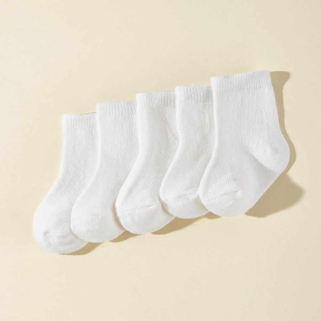 5 Pairs/Set 2025 New Born Baby Children Cotton Socks Fashion White For 0-2 Years Kids Baby Girl Boy Socks by Creative Vault Marketplace