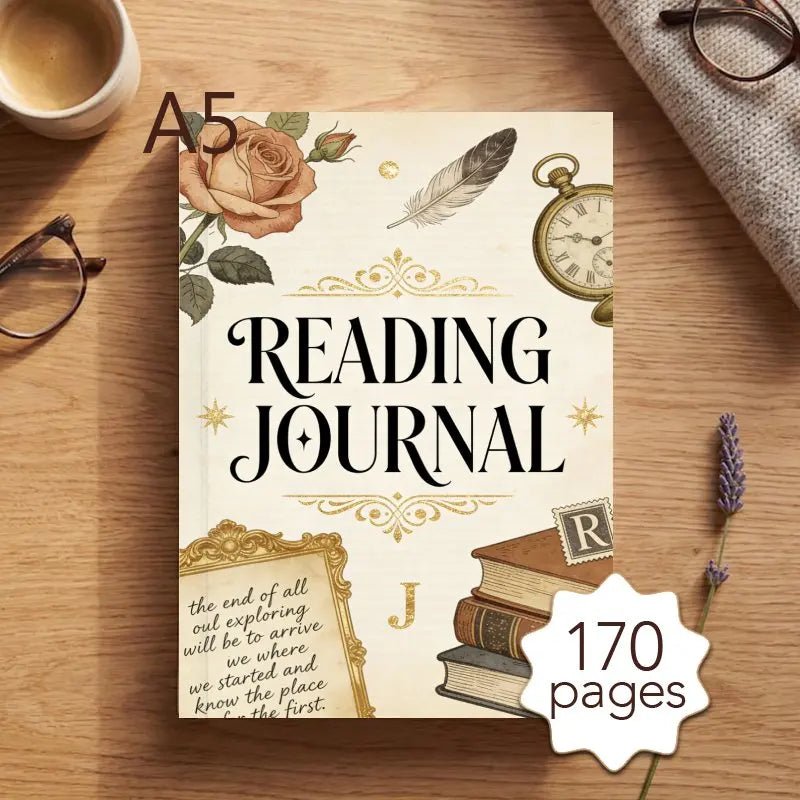 A5 Reading Journal, Daily Book Planner (170 Pages), 52 Book Review Templates, Quote Journal - Perfect Gift for Book Lovers by Creative Vault Marketplace