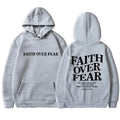 Men's Faith Over Fear Graphic Hoodie Black Pullover Sweatshirt Comfortable Blend Fabric Inspirational Streetwear Hooded Top by Creative Vault Marketplace