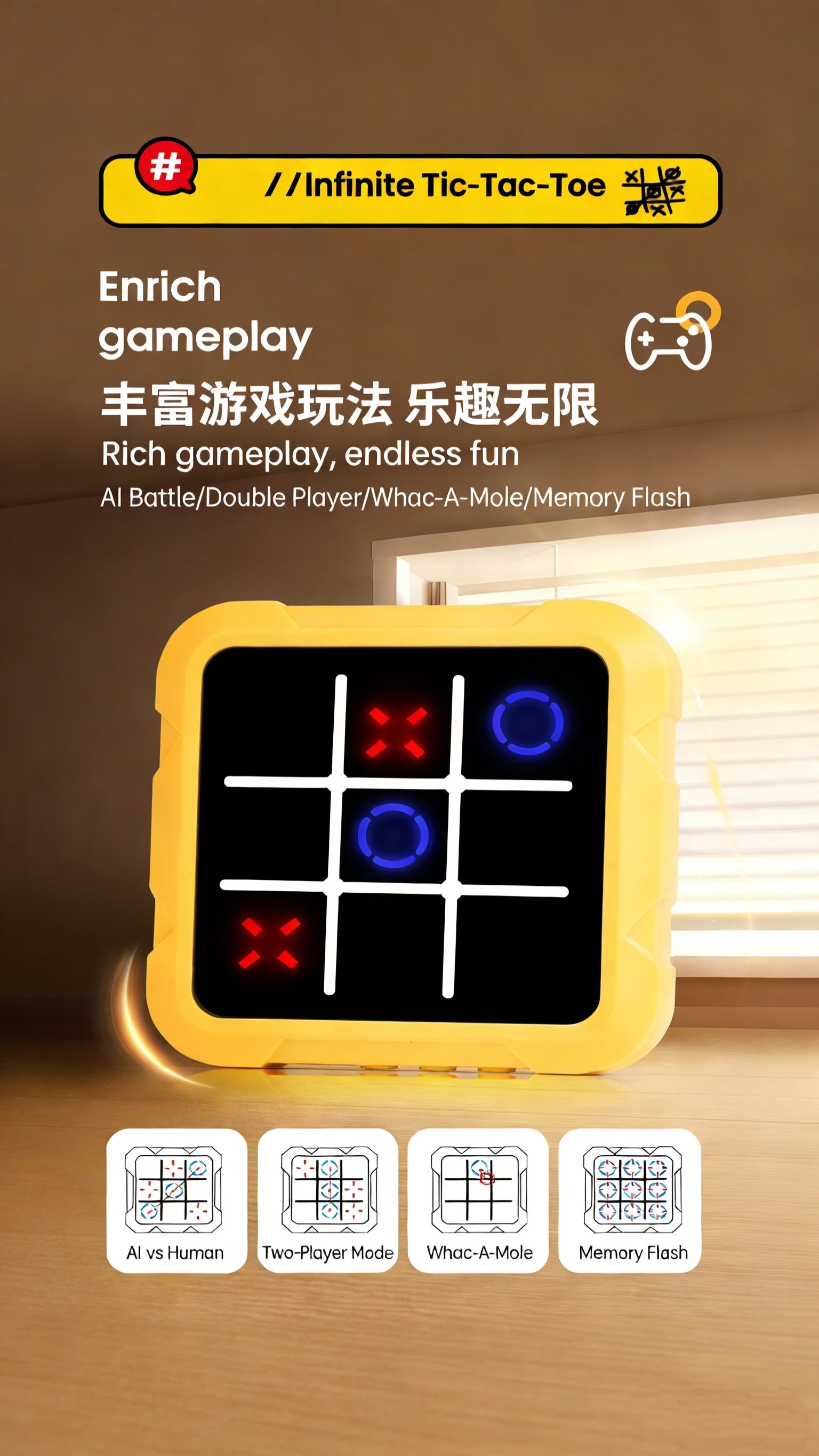 Electronic Chessboard Tic Tac Toe Multifunctional Children's Education Strategy Toy Parent-Child Fun Interactive Brain Game by Creative Vault Marketplace