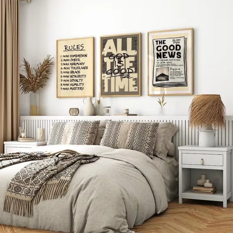 Christian Wall Art Set of 3 Poster or Canvas Print, Bible Verse Modern Art Prints, Scripture Bundle, God Is Good Home Decor Gift by Creative Vault Marketplace