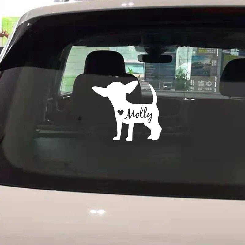 Custom Chihuahua Dog Name Decal | Personalized Vinyl Sticker for Car Window Laptop by Game On Interactive LLC (OnlyTenBucks.com)