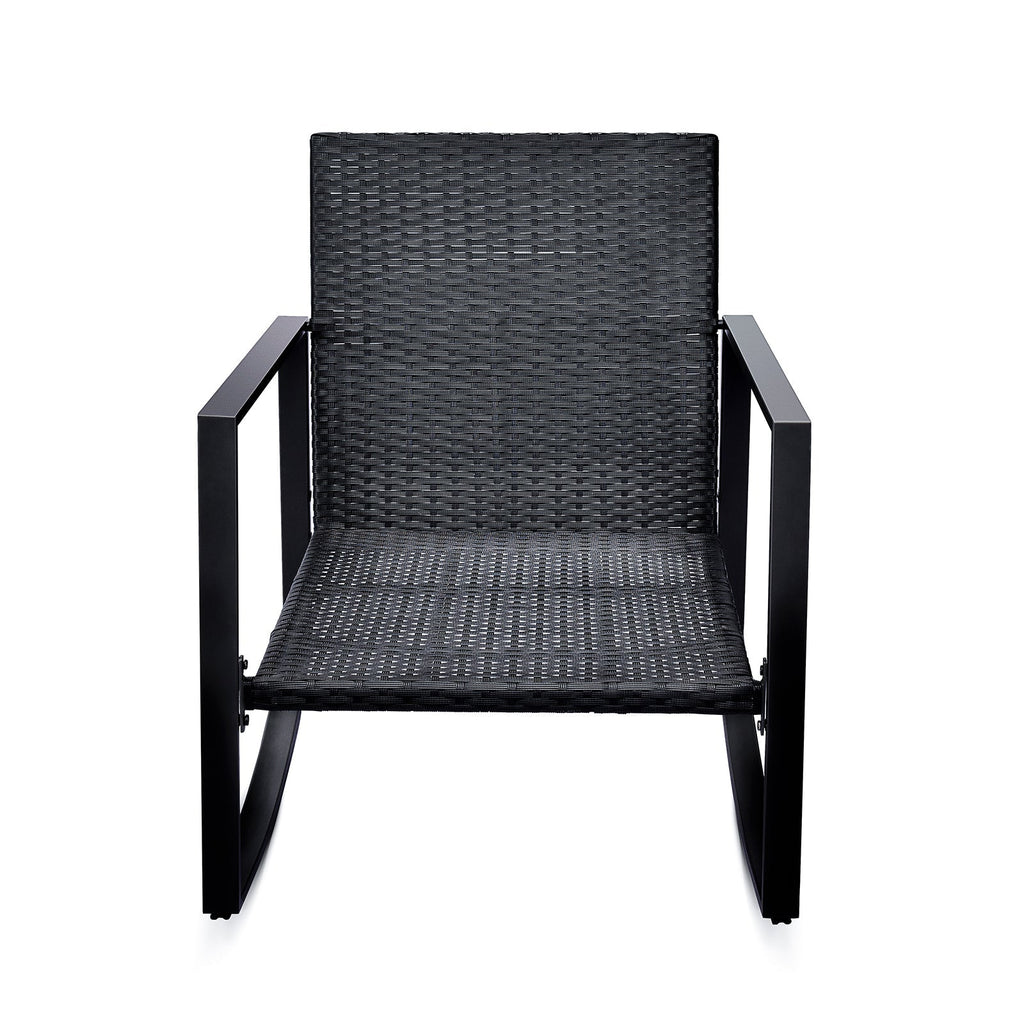3 Pieces Patio Bistro Set Outdoor Rocking Chair with Blue Cushion for Yard Garden Poolside by HouseOfZazla