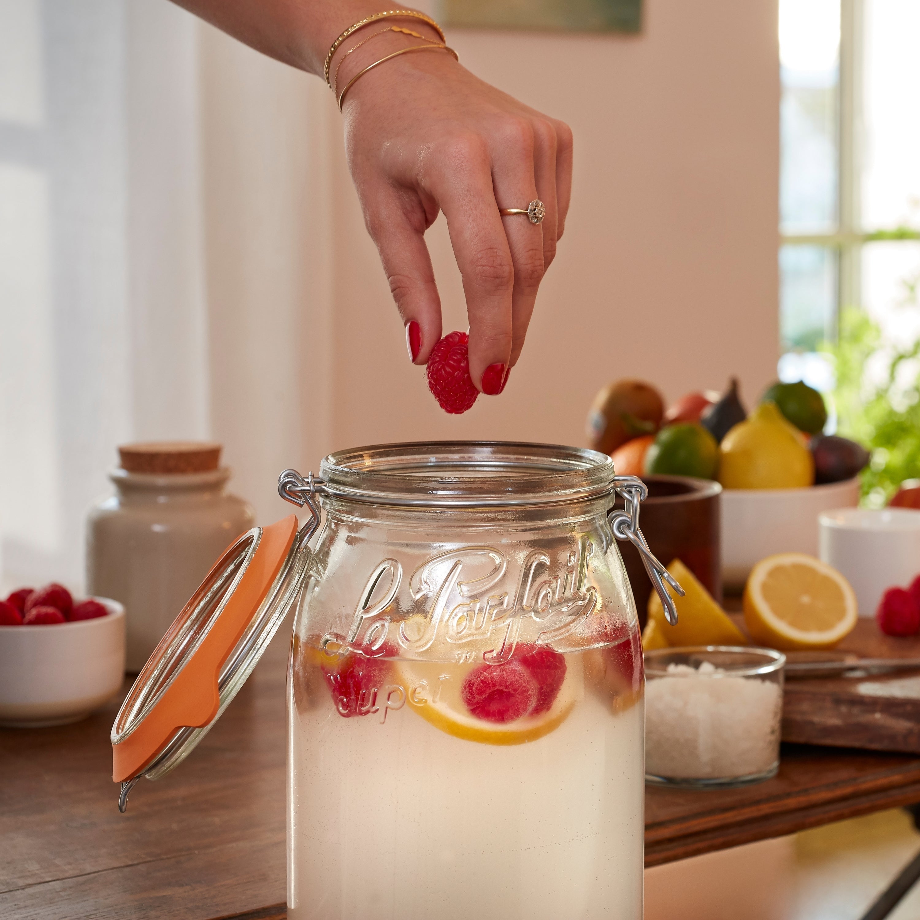 Le Parfait Super Jars, French Glass Canning Jars with Stainless Wire-Bail Clamp Lid by Le Parfait America