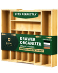 Silverware Drawer Organizer, Natural (9 Slots) by Royal Craft Wood