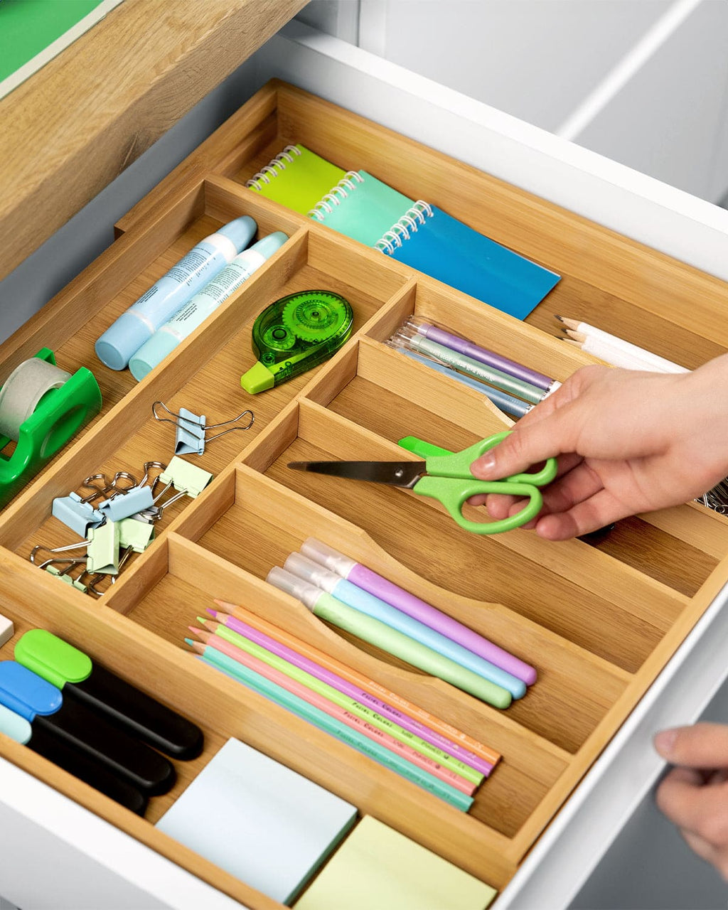 Silverware Drawer Organizer, Natural (9 Slots) by Royal Craft Wood