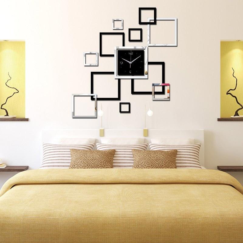 Large Modern Acrylic Mirror Wall Clock – 3D DIY Home Decor by Stevvex