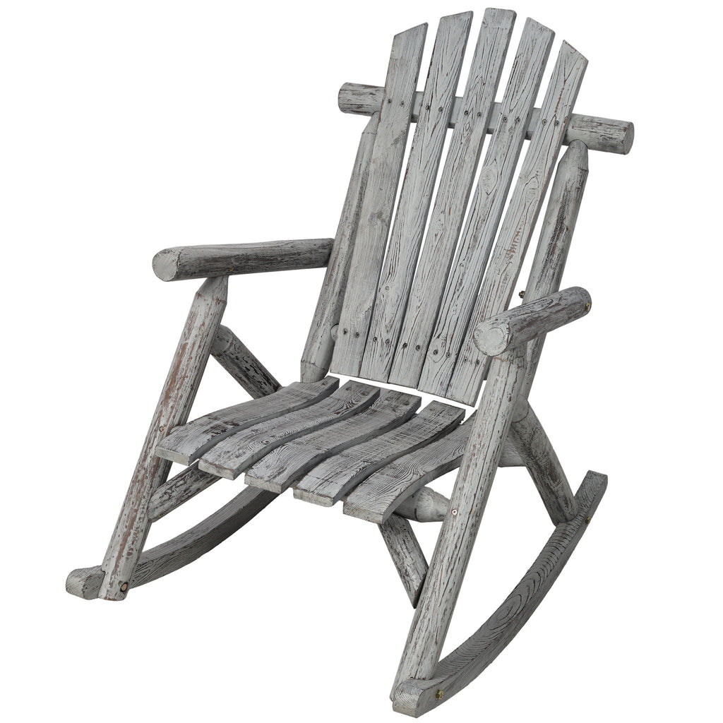 Durable Wooden Porch Rocker, Fir Log Rocking Chair by Unique Piece Furniture