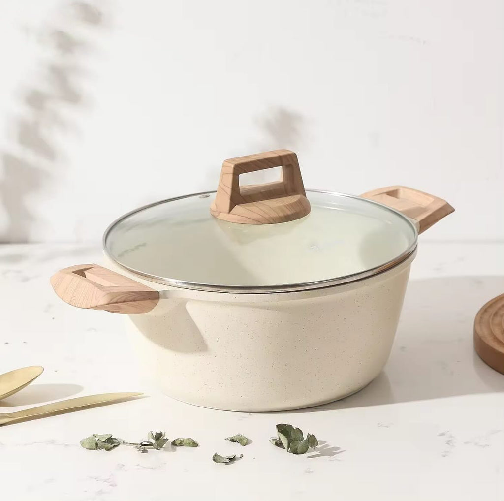 Medical stone non-stick pot soup pot stew pot frying pan wok milk pot frying pan steaming marble granite pot set by V.I.P Digital Presence