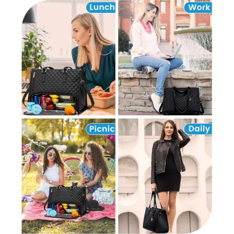 2-in-1 Travel Tote: Laptop & Insulated Lunch Bag. Ideal for Business, Work, Nursing, Office, College, Casual Use by V.I.P Digital Presence