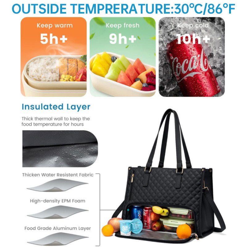 2-in-1 Travel Tote: Laptop & Insulated Lunch Bag. Ideal for Business, Work, Nursing, Office, College, Casual Use by V.I.P Digital Presence