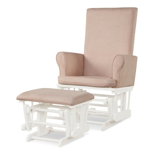 Baby Nursery Relax Rocker Rocking Chair Glider and Ottoman Cushion Set-Pink by VYSN